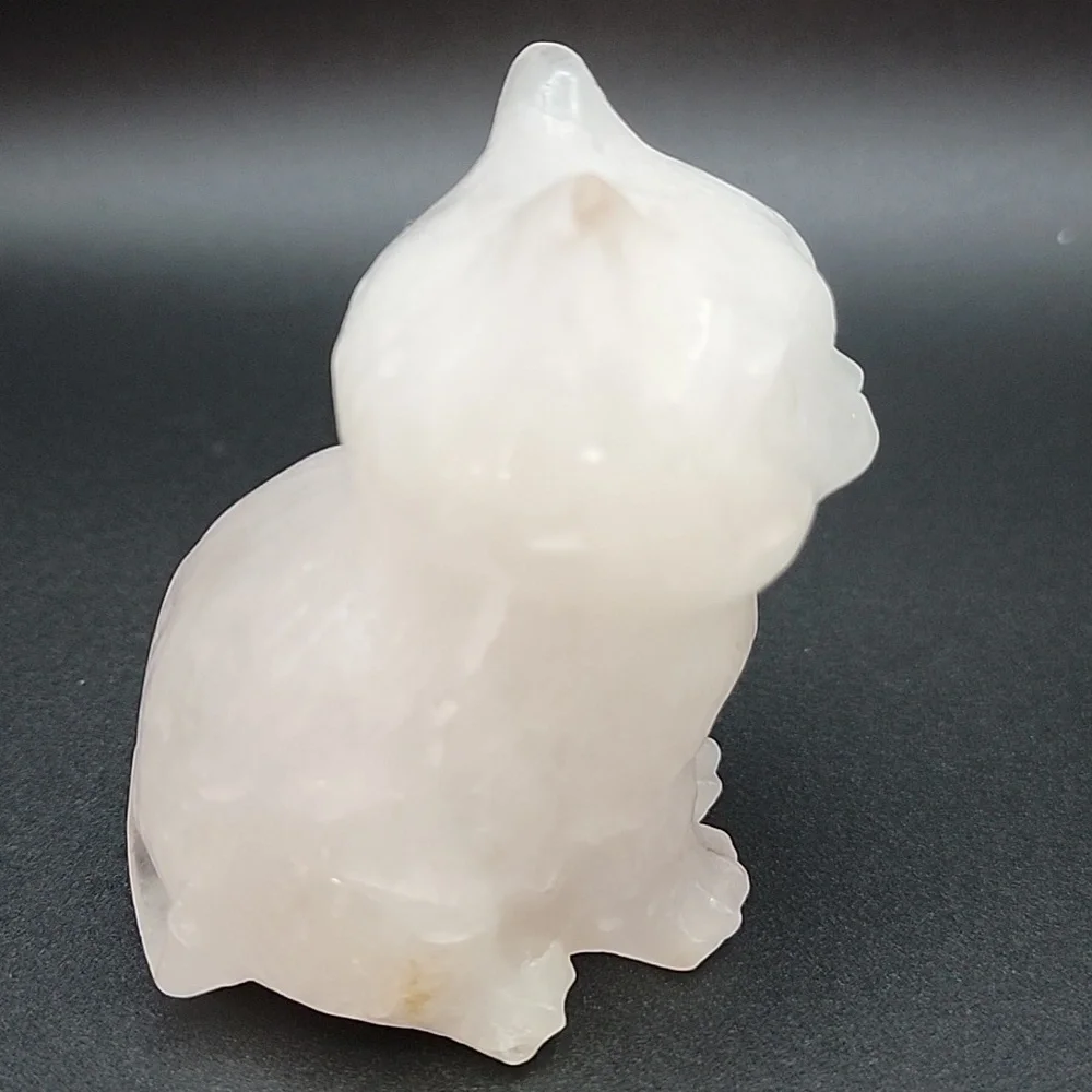 256g White Quartz Natural Gemstone Cat Kitten Feline Figurine 3
